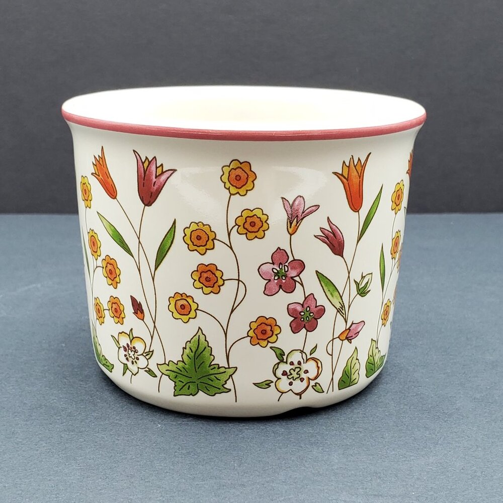 Longaberger Pottery Mother's Day Floral Crock 2012 1 Pint Flowered Salt Crock